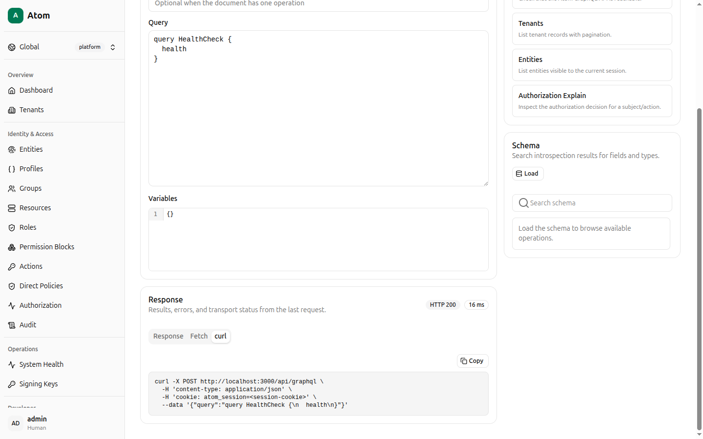 curl tab showing an equivalent command